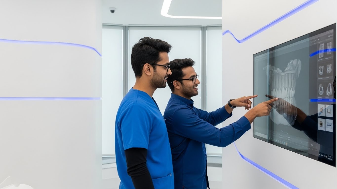 Professional Dentist Consulting with Patient